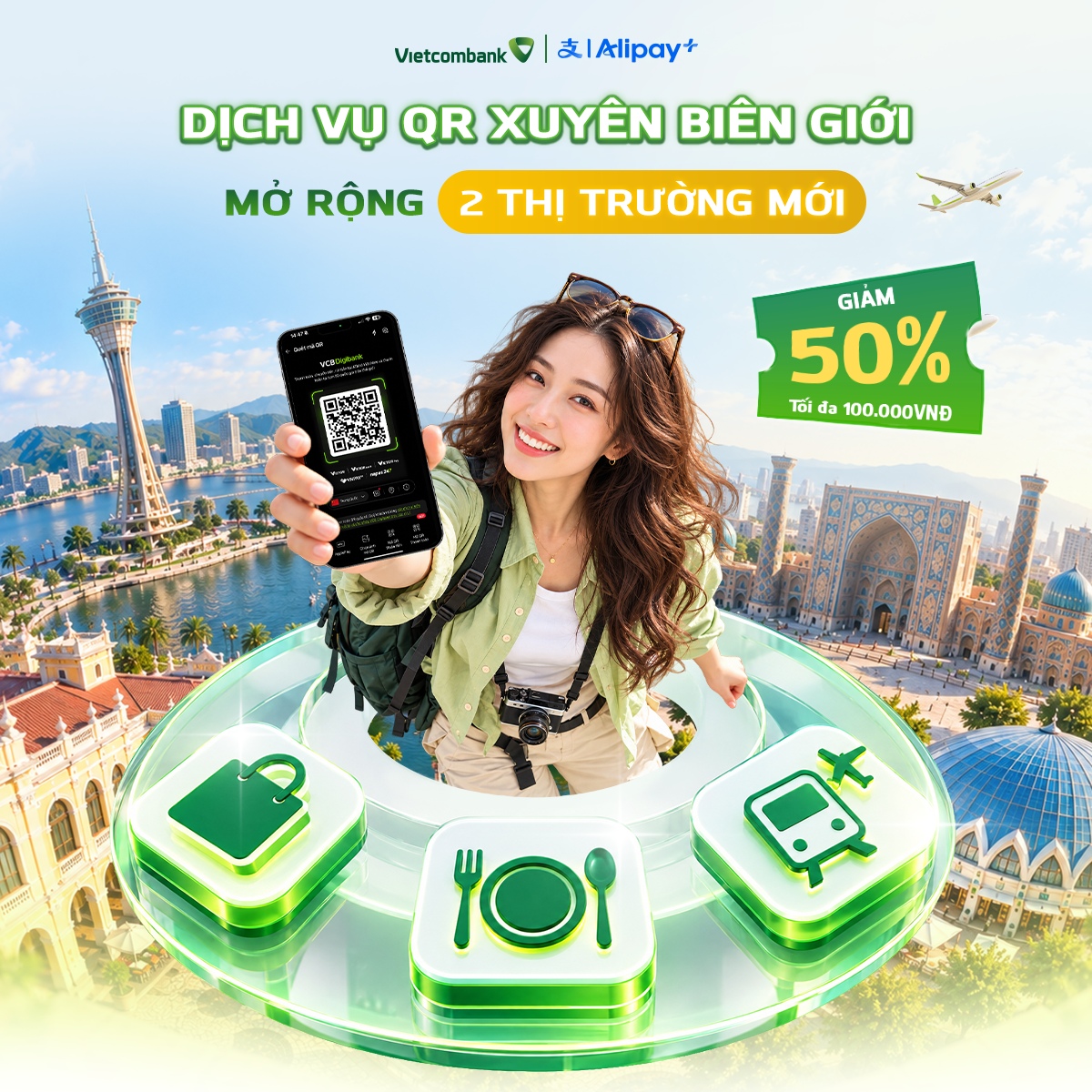 Thanh toán QR xuyên biên giới trên VCB Digibank